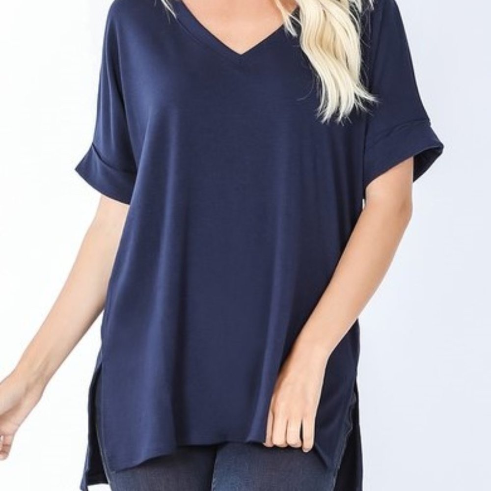 NEW Zenana Premium Navy SS TEE